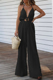 Casual Solid Backless V Neck Regular Jumpsuits(3 Colors)