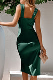 Celebrities Elegant Solid Solid Color V Neck Waist Skirt Dresses(3 Colors)