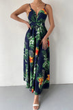 Elegant Floral Draw String V Neck Sling Dress Dresses(6 Colors)