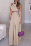 Sweet Simplicity Solid With Belt Solid Color O Neck Sleeveless Two Pieces(3 Colors)