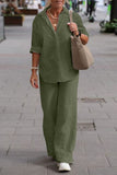 Casual Street Solid Turndown Collar Long Sleeve Two Pieces(3 Colors)