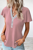 Casual Solid Patchwork V Neck T-Shirts(7 Colors)
