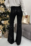 British Style Elegant Solid Sequins Straight High Waist Speaker Solid Color Bottoms(3 Colors)