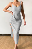 Sexy Elegant Solid Sequins Sequined V Neck Sling Dress Dresses(8 Colors)