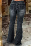 Casual Street Striped Make Old Mid Waist Regular Denim Jeans