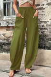 Casual Daily Solid Pocket Loose High Waist Harlan Solid Color Bottoms(11 Colors)