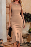 Sweet Elegant Solid Hollowed Out Backless Square Collar Trumpet Mermaid Dresses(7 Colors)