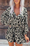 Casual College Leopard Printing V Neck Loose Rompers