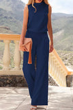 Casual Street Solid Solid Color O Neck Loose Jumpsuits(4 Colors)