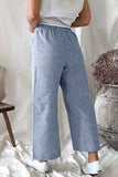 Casual Solid Pocket Loose Straight Bottoms(5 Colors)