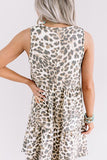 Casual College Leopard Patchwork O Neck Vest Dress Dresses