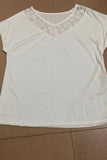 Casual Solid Lace Patchwork V Neck T-Shirts(3 Colors)