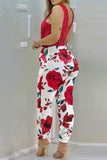 Sexy Casual Solid Backless With Belt V Neck Regular Jumpsuits