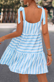 Sweet Vacation Striped Bandage Patchwork U Neck A Line Dresses