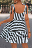 Sweet Vacation Striped Bandage Patchwork U Neck A Line Dresses