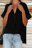 Casual Simplicity Striped Solid Patchwork V Neck Tops