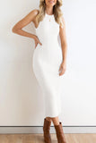 Casual Simplicity Solid Solid Color O Neck One Step Skirt Dresses