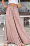 Casual Vacation Solid Stringy Selvedge Loose Mid Waist Wide Leg Solid Color Bottoms
