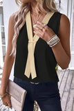 Casual Simplicity Solid Patchwork V Neck Tops