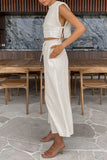 Casual Solid Bandage O Neck Sleeveless Two Pieces