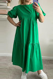 Casual Simplicity Solid Solid Color O Neck Cake Skirt Short Sleeve Dress