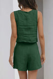 Casual Simplicity Solid Pocket Square Collar Sleeveless Two Pieces(16 Colors)