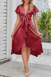 Celebrities Elegant Solid Fold With Bow V Neck A Line Dresses(9 Colors)