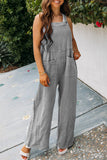 Casual Daily Solid Pocket Fold Square Collar Loose Jumpsuits(3 Colors)