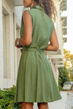 Casual Solid Frenulum Turndown Collar Vest Dress Dresses(4 Colors)