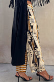 Casual Geometric Print Patchwork Loose Mid Waist Harlan Patchwork Bottoms