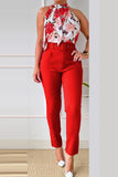 Casual Print Patchwork O Neck Sleeveless Two Pieces(5 Colors)