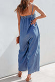 Casual Street Solid Pocket Strapless Loose Jumpsuits