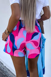 Sweet Vacation Color Block Contrast High Waist Straight Full Print Bottoms(3 Colors)