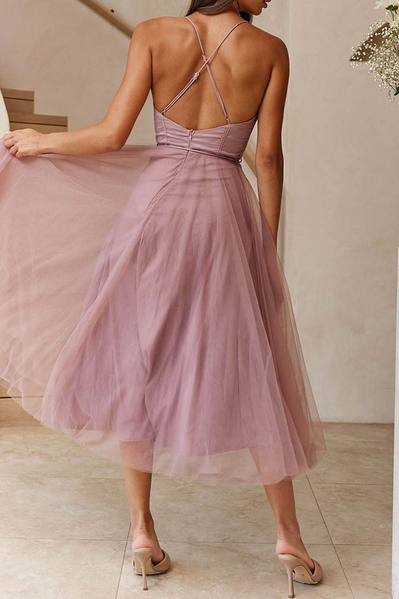 Sweet Elegant Solid Solid Color V Neck Princess Dresses