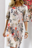 Elegant College Floral Patchwork O Neck Printed Dress Dresses(5 Colors)