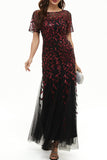 Celebrities Elegant Patchwork Sequins O Neck Evening Dress Dresses