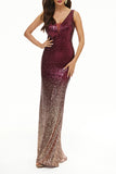 Sexy Formal Gradual Change Sequins V Neck Trumpet Mermaid Dresses(4 Colors)