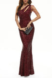 Celebrities Elegant Solid Sequins Oblique Collar Evening Dress Dresses(6 Colors)