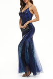 Sexy Formal Gradual Change Sequins V Neck Evening Dress Dresses(4 Colors)