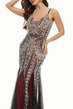 Sexy Celebrities Patchwork Sequins V Neck Evening Dress Dresses(4 Colors)