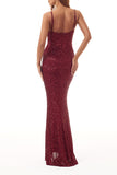 Elegant Formal Solid Sequins V Neck Evening Dress Dresses(5 Colors)