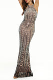 Celebrities Elegant Patchwork Contrast Halter Evening Dress Dresses(4 Colors)