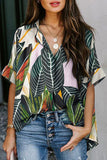 Elegant College Print Patchwork V Neck Tops