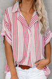 Elegant Striped Patchwork V Neck Blouses(4 Colors)