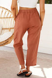 Casual Simplicity Solid Pocket Frenulum Loose High Waist Straight Solid Color Bottoms(5 Colors)