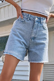 FRENCHY SOLID RAW HEM DENIM SHORTS