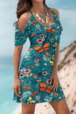 Casual Floral Patchwork U Neck Printed Dress Dresses(11 Colors)