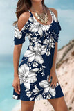 Casual Floral Patchwork U Neck Printed Dress Dresses(11 Colors)