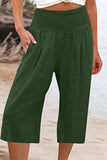 Casual Simplicity Solid Pocket Loose High Waist Wide Leg Solid Color Bottoms(15 Colors)