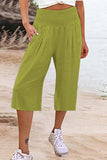 Casual Simplicity Solid Pocket Loose High Waist Wide Leg Solid Color Bottoms(15 Colors)